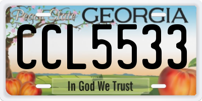 GA license plate CCL5533