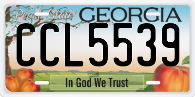 GA license plate CCL5539