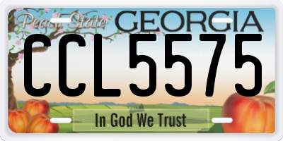 GA license plate CCL5575
