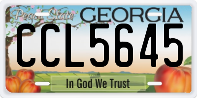 GA license plate CCL5645