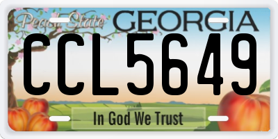 GA license plate CCL5649