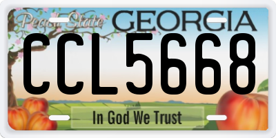 GA license plate CCL5668