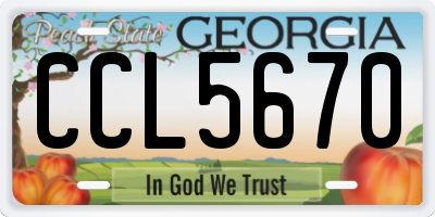 GA license plate CCL5670