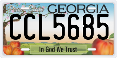 GA license plate CCL5685