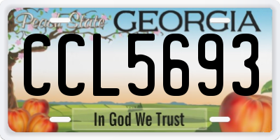 GA license plate CCL5693