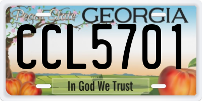 GA license plate CCL5701