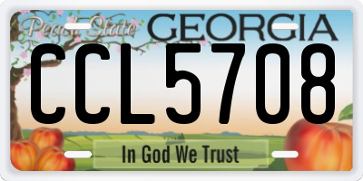 GA license plate CCL5708