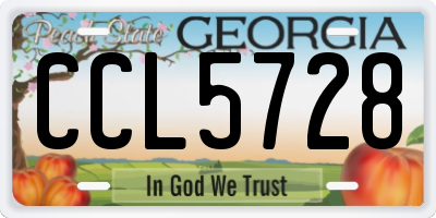 GA license plate CCL5728