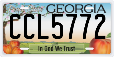 GA license plate CCL5772