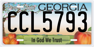 GA license plate CCL5793
