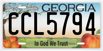 GA license plate CCL5794