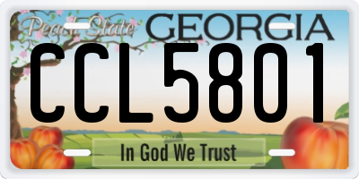 GA license plate CCL5801