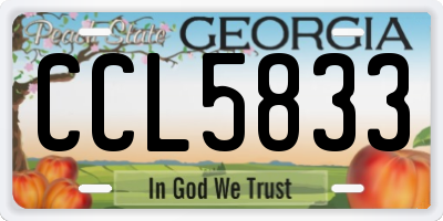 GA license plate CCL5833
