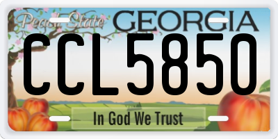 GA license plate CCL5850