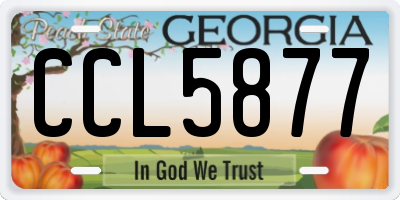 GA license plate CCL5877