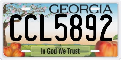 GA license plate CCL5892