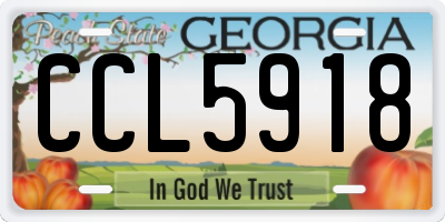 GA license plate CCL5918