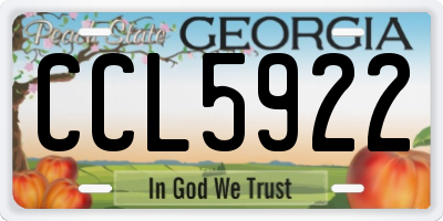 GA license plate CCL5922