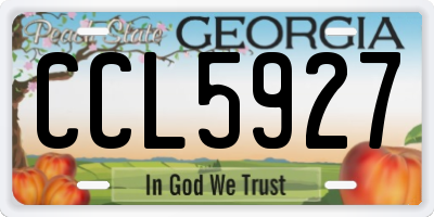 GA license plate CCL5927
