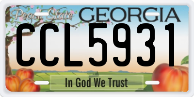 GA license plate CCL5931
