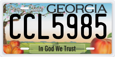 GA license plate CCL5985