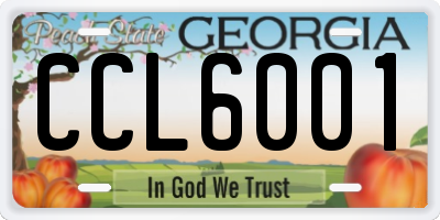 GA license plate CCL6001