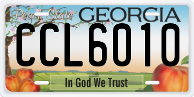 GA license plate CCL6010