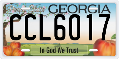 GA license plate CCL6017