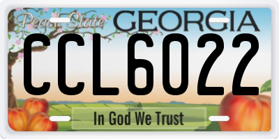 GA license plate CCL6022