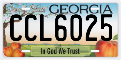 GA license plate CCL6025