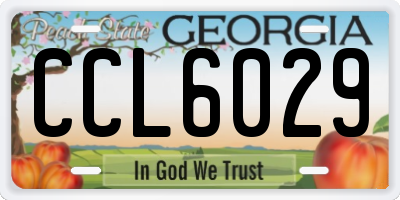 GA license plate CCL6029