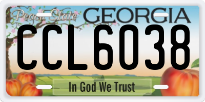 GA license plate CCL6038
