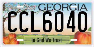 GA license plate CCL6040