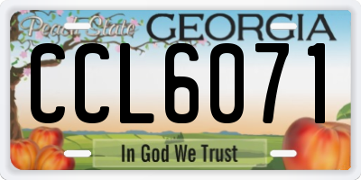 GA license plate CCL6071