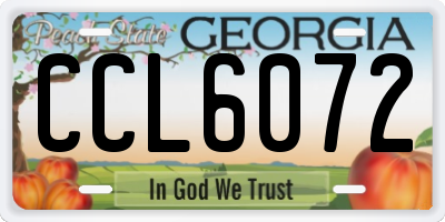 GA license plate CCL6072