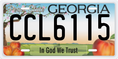 GA license plate CCL6115