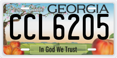 GA license plate CCL6205