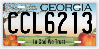 GA license plate CCL6213