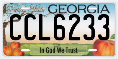 GA license plate CCL6233