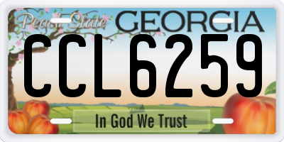 GA license plate CCL6259
