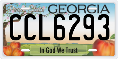 GA license plate CCL6293