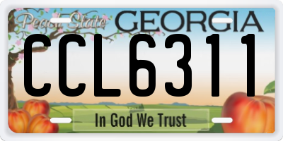 GA license plate CCL6311