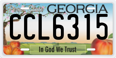 GA license plate CCL6315