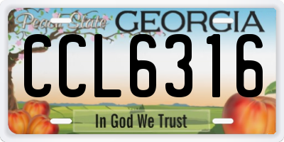 GA license plate CCL6316