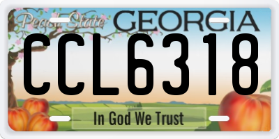 GA license plate CCL6318