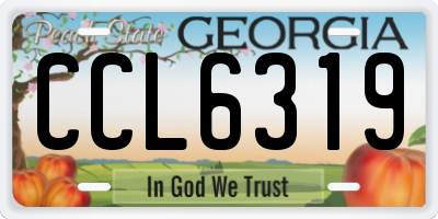 GA license plate CCL6319