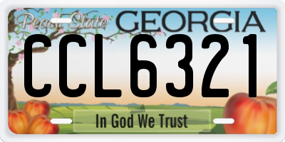 GA license plate CCL6321