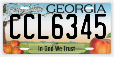 GA license plate CCL6345