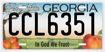 GA license plate CCL6351