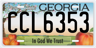 GA license plate CCL6353